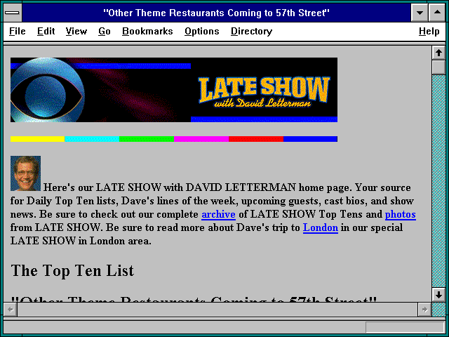 Screenshot of THE LATE SHOW with DAVID LETTERMAN