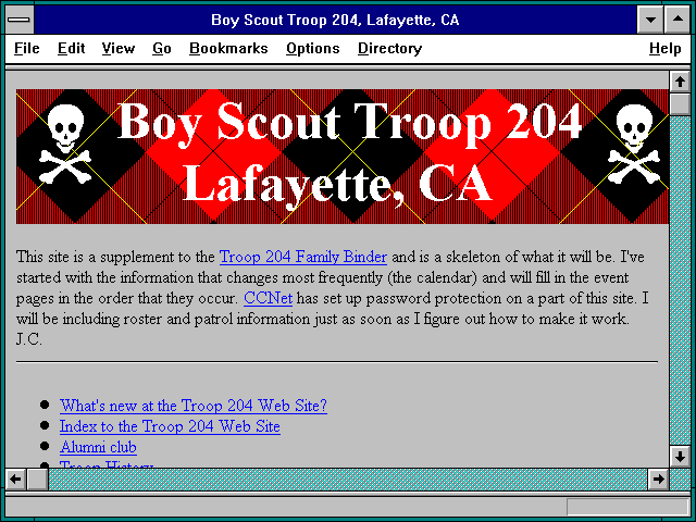 Screenshot of Boy Scout Troop 204 Lafayette CA