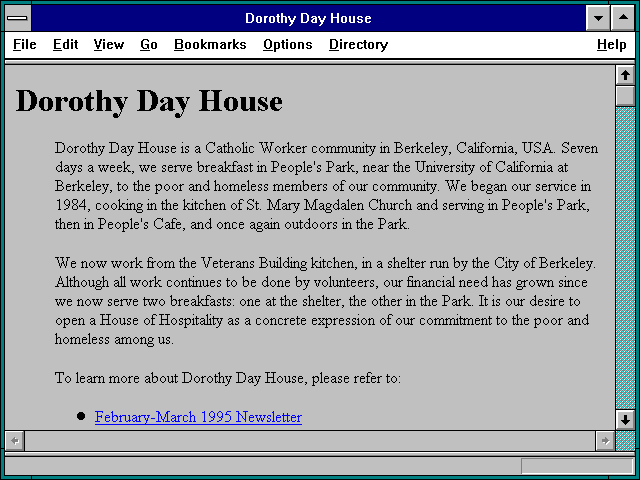 Screenshot of Dorothy Day House