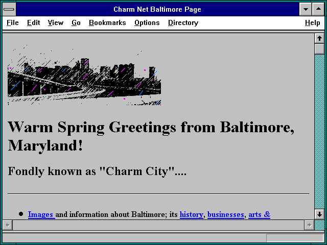 Screenshot of Charm Net Baltimore Page