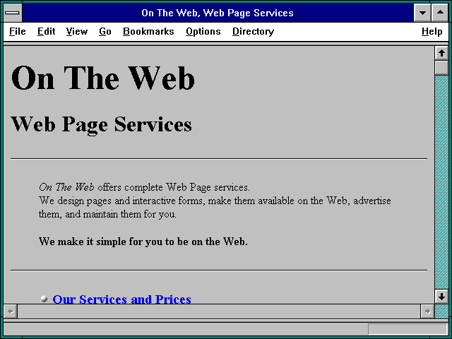 Screenshot of On The Web Web Page Services