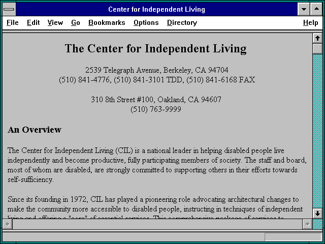 Screenshot of Center for Independent Living