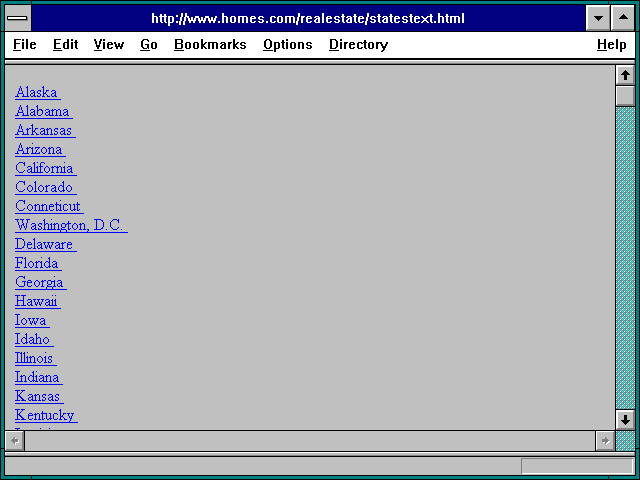 Screenshot of http://www.homes.com/realestate/statestext.html