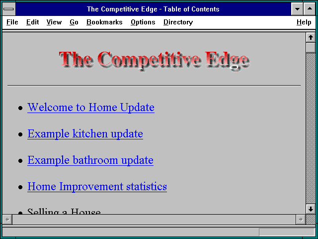 Screenshot of The Competitive Edge - Table of Contents