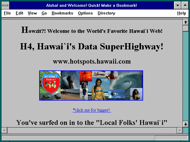 Screenshot of Aloha! and Welcome! Quick! Make a Bookmark!
