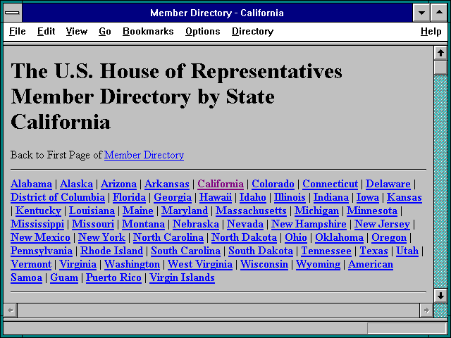 Screenshot of Member Directory - California
