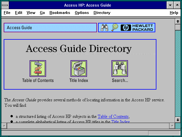 Screenshot of Access HP: Access Guide