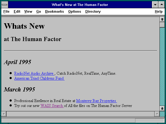 Screenshot of What's New at The Human Factor