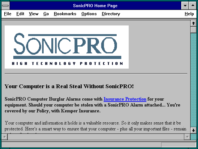 Screenshot of SonicPRO Home Page