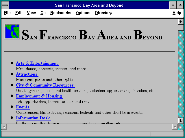 Screenshot of San Francisco Bay Area and Beyond