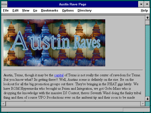 Screenshot of Austin Rave Page