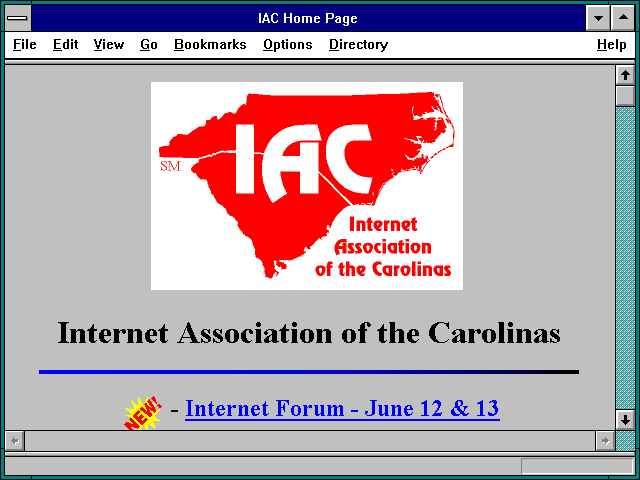 Screenshot of IAC Home Page