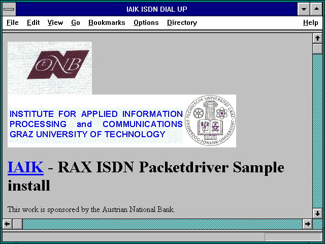Screenshot of IAIK ISDN DIAL UP
