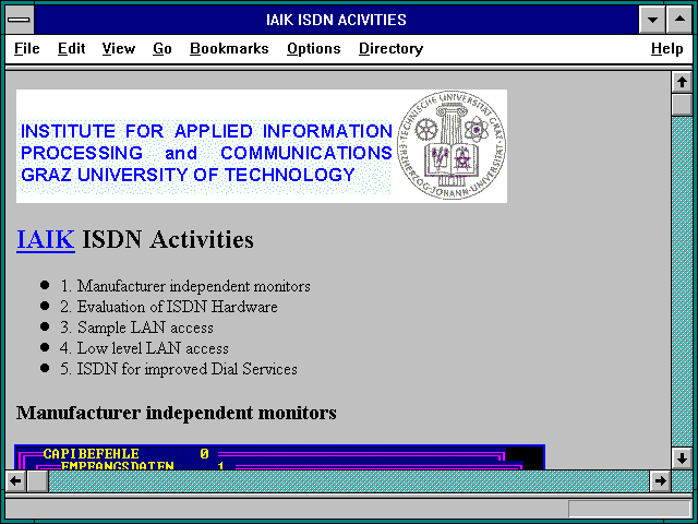 Screenshot of IAIK ISDN ACIVITIES