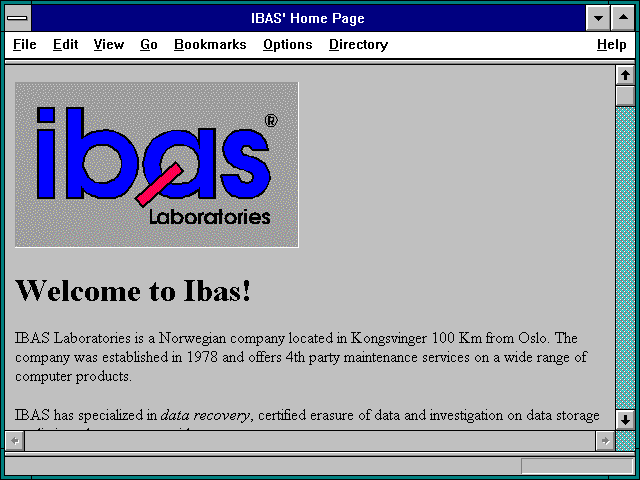 Screenshot of IBAS' Home Page