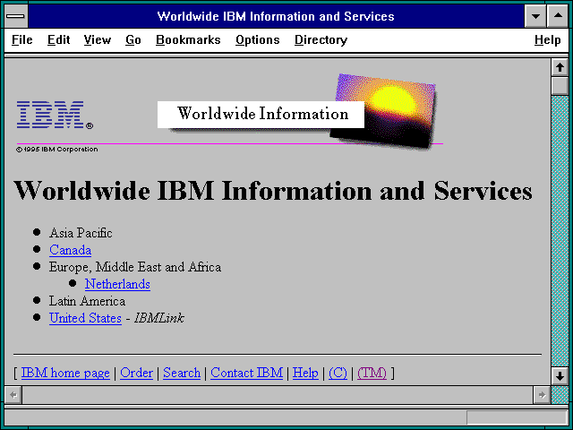 Screenshot of Worldwide IBM Information and Services