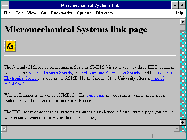 Screenshot of Micromechanical Systems link