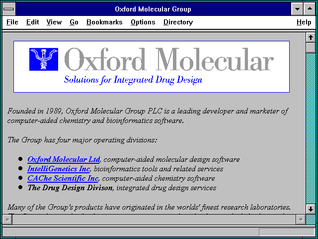 Screenshot of Oxford Molecular Group