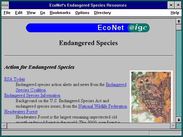 Screenshot of Endangered Species