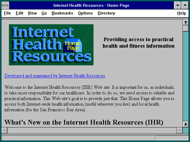 Screenshot of Internet Health Resources - Home Page