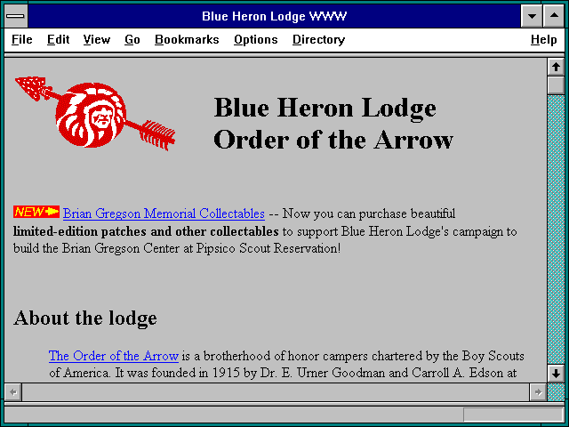 Screenshot of Blue Heron Lodge WWW