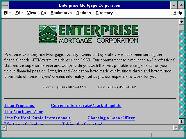 Screenshot of Enterprise Mortgage Corporation