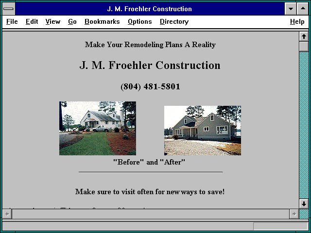 Screenshot of J. M. Froehler Construction