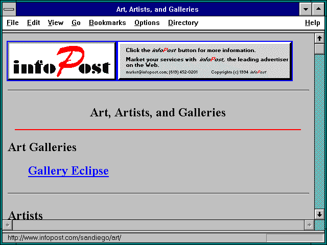 Screenshot of Art Artists and Galleries