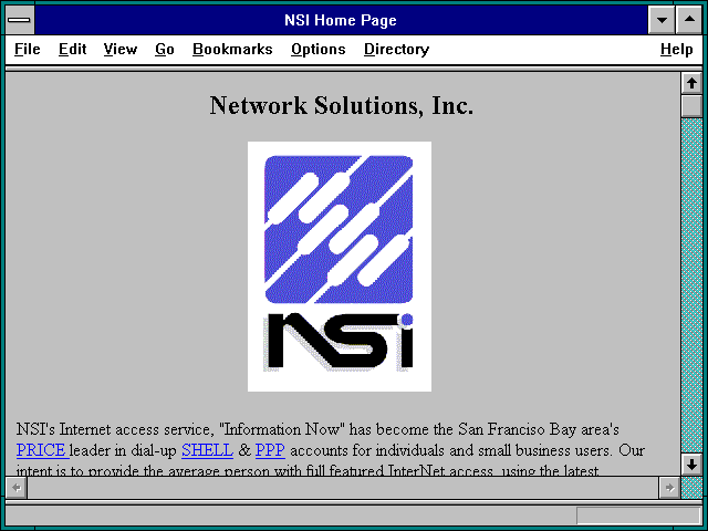 Screenshot of NSI Home Page