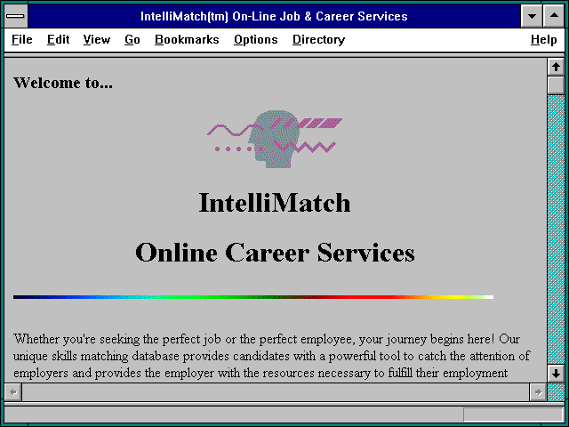 Screenshot of IntelliMatch On-Line Employment Services