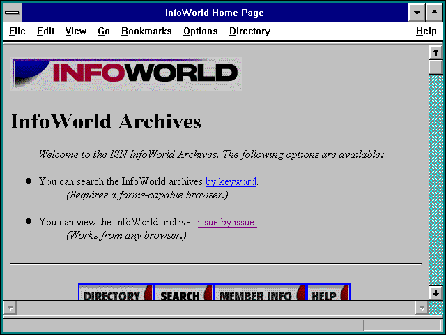 Screenshot of InfoWorld Home Page