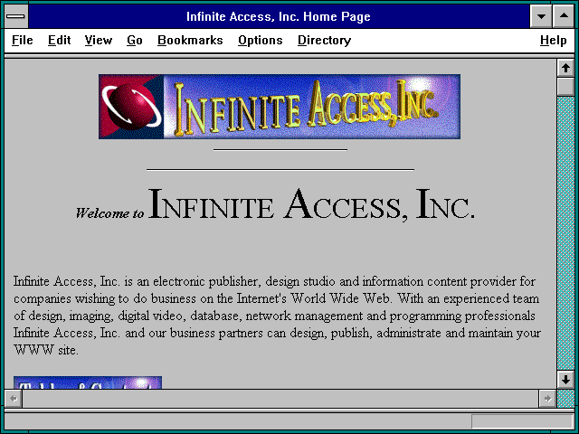 Screenshot of Infinite Access Inc. Home Page