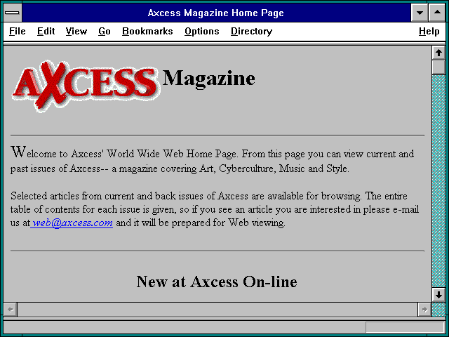 Screenshot of Axcess Magazine Home Page