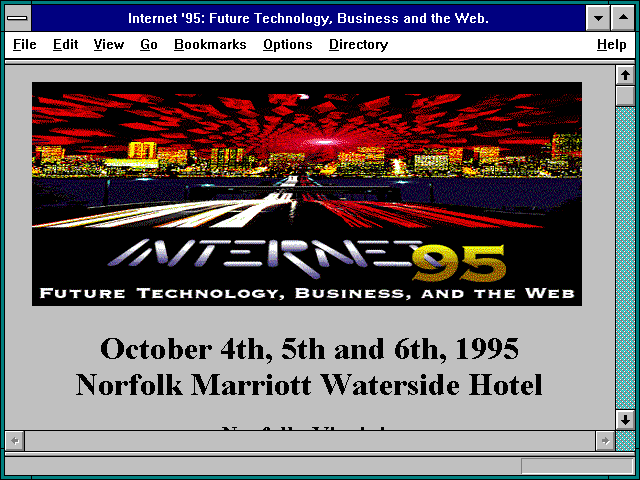Screenshot of Internet '95: Future Technology Business and the Web.