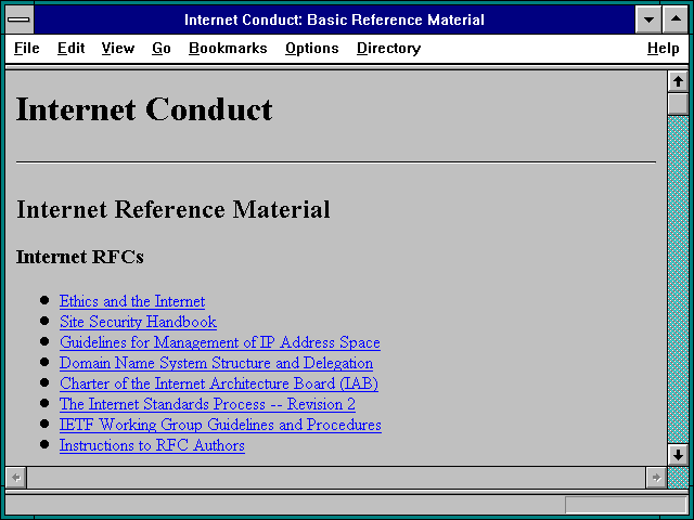 Screenshot of Internet Conduct: Basic Reference Material