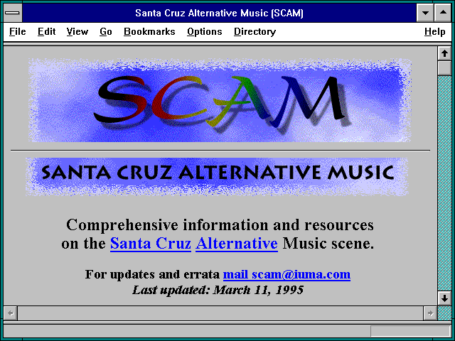 Screenshot of Santa Cruz Alternative Music (SCAM)