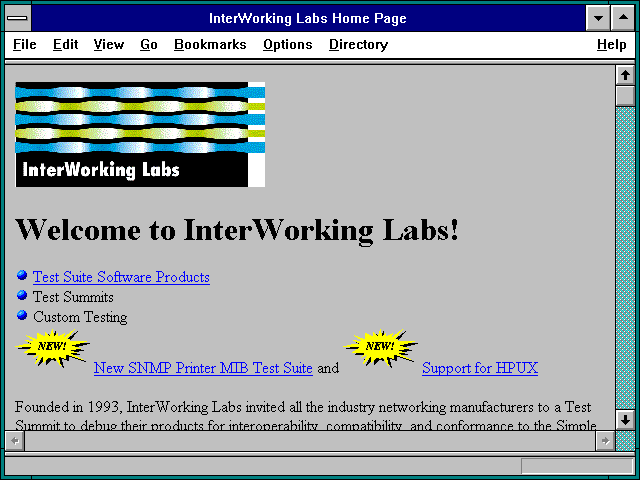 Screenshot of InterWorking Labs Home Page