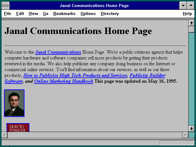 Screenshot of Janal Communications Home Page