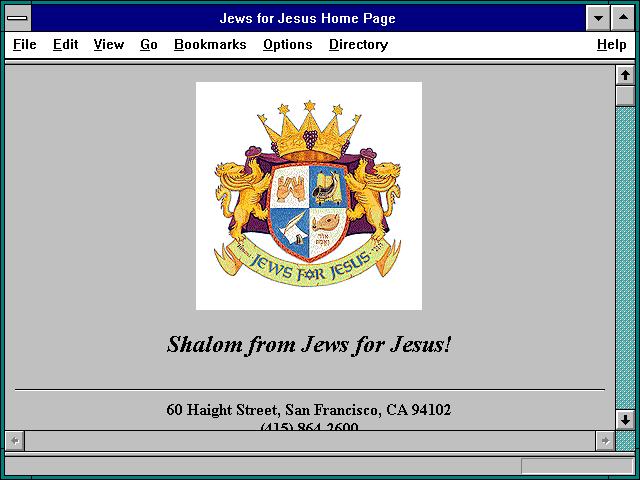 Screenshot of Jews for Jesus Home Page
