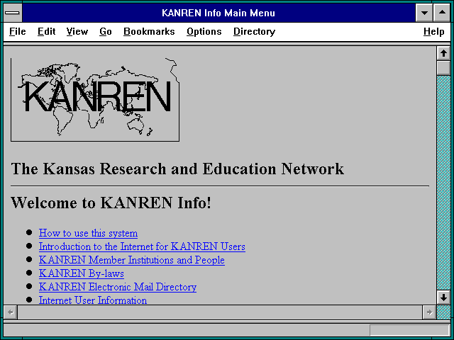 Screenshot of KANREN Info Main Menu