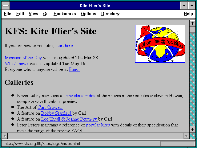 Screenshot of Kite Flier's Site