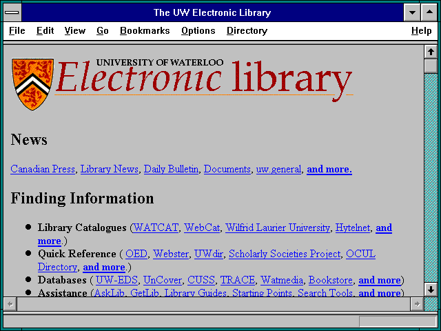 Screenshot of University of Waterloo Electronic Library