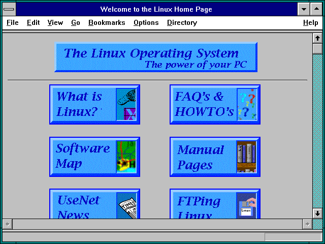 Screenshot of Welcome to the Linux Home Page