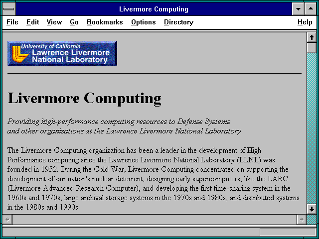 Screenshot of Livermore Computing