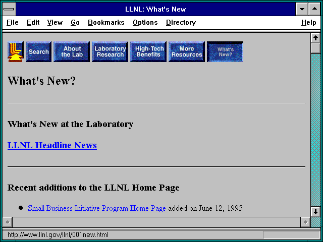 Screenshot of LLNL: What's New
