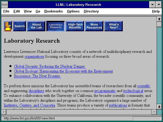 Screenshot of LLNL: Laboratory Research