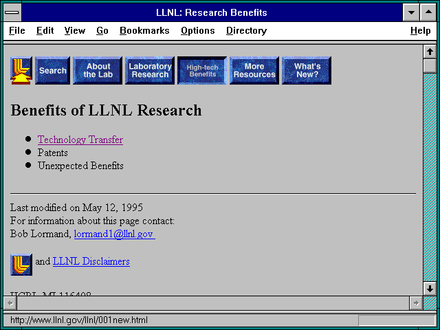Screenshot of LLNL: Research Benefits