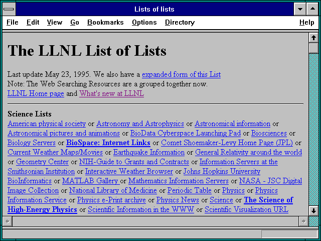 Screenshot of Lists of lists