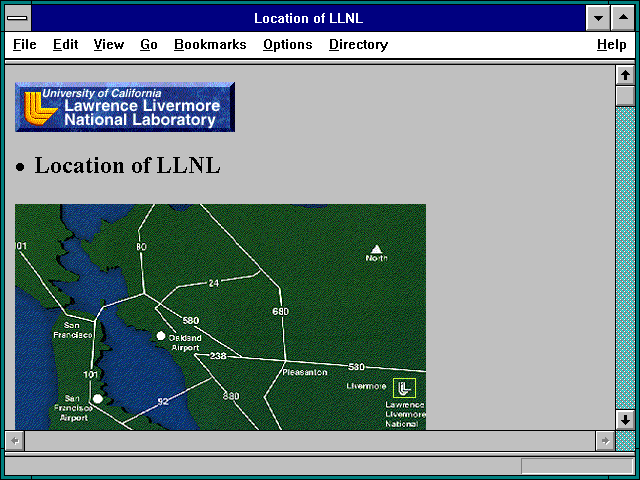 Screenshot of Location of LLNL
