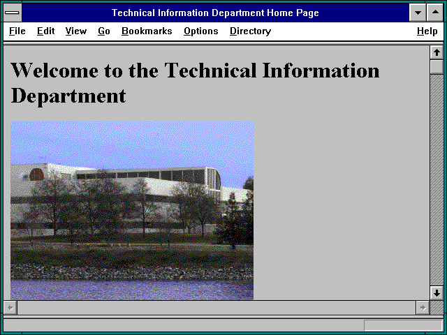 Screenshot of Technical Information Department Home Page